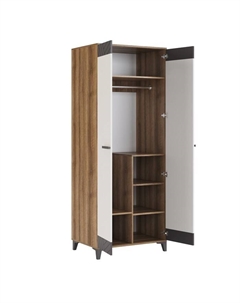 Шкаф двухдверный «Гринвич №8», 810×590×2100 мм, цвет авелано/белый/тёмно – серый Алисия