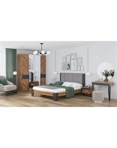 Кровать двуспальная «Моника №2.1», с мягкой спинкой, 1400×2000 мм, цвет авелано/графит Алисия