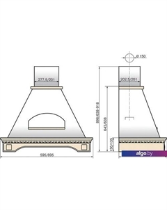 Кухонная вытяжка Бельведер Флореале 90П-650-П3Д (бежевый/дуб неокрашенный) Elikor