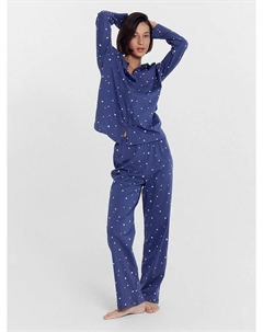 Комплект женский (блузка, брюки) синий со звездочками Mark formelle