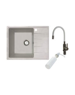 Мойка кухонная со смесителем Mila L + смеситель W74004-3 + дозатор L405H Белэворс