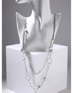 Бусы «Жемчужный мир» кольца с бусинами, белые в серебре, 90 см Qf