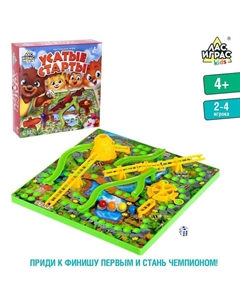 Настольная игра-бродилка «Усатые старты», 3D-поле, 2-4 игрока, 4+ Лас играс kids