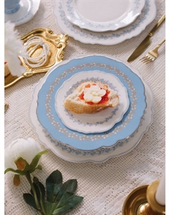 Тарелка глубокая WY Royal blue, 220 мл, d=21.5 см, фарфор, белая, голубая Wilson&young