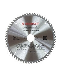 Пильный диск БЕЛМАШ 210x2.5/1.5x32/30 60T / RD119A Белмаш
