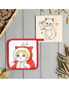 Прихватка Доляна Котик +подставка / 10256431