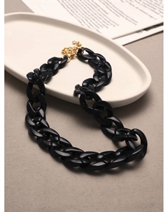 Колье «Цепь» плоские звенья, глянцевое, цвет чёрный, 48см Qf