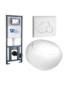 Унитаз подвесной с инсталляцией WeltWasser Marberg 410 + Jeckenbach 004 GL-WT + Mar 410 RD GL-WT Weltwasser
