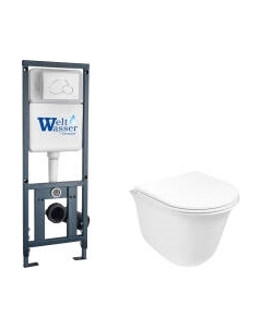 Унитаз подвесной с инсталляцией WeltWasser Marberg 410 + Telbach 004 GL-WT + Mar 410 RD GL-WT Weltwasser