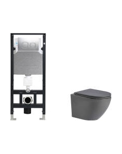 Унитаз подвесной с инсталляцией Amberg 506 + Merzbach 041 MT-GR + Amberg RD-CR Weltwasser