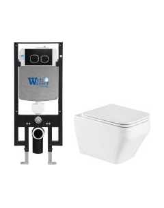 Унитаз подвесной с инсталляцией WeltWasser Amberg 497 + Hofbach 041 GL-WT + Amberg RD-BL Weltwasser