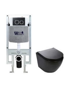 Унитаз подвесной с инсталляцией WeltWasser Amberg 497 ST + Merzbach 043 MT-BL + Amberg RD-BL Weltwasser