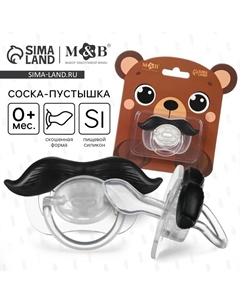 Соска - пустышка силиконовая ортодонтическая M&B «Мишка», от 0 мес., с колпачком, черный Mum&baby