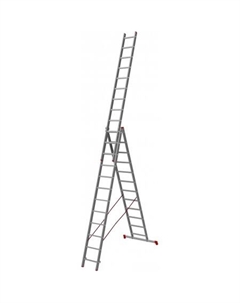 Лестница-стремянка NV 123 алюминиевая трёхсекционная 3x12 ступеней Новая высота