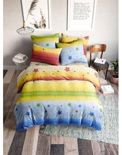 Комплект постельного белья Ночь нежна Звездочки желтые Бязь сем 50x70 / 9869-3