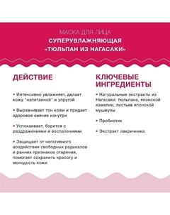 Маска для лица суперувлажняющая «Тюльпан из Нагасаки» Lululun