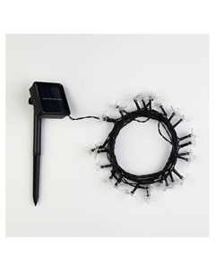 Гирлянда «Нить», 4.5 м, уличная, с насадками «Ромашка», IP44, 30 LED, 2 режима, солнечная батарея, тёмная нить, свечение мульти Luazon lighting