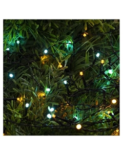 Гирлянда «Нить», 5 м, уличная, IP44, 50 LED, 2 режима, солнечная батарея, тёмная нить, свечение жёлтое/аквамарин Luazon lighting