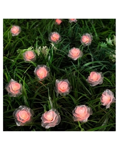 Гирлянда «Нить», 4.5 м, уличная, с насадками «Цветок», IP44, 30 LED, 2 режима, солнечная батарея, тёмная нить, свечение синее/фиолетовое/розовое Luazon lighting