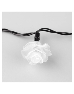 Гирлянда «Нить», 4.5 м, уличная, с насадками «Цветок», IP44, 30 LED, 2 режима, солнечная батарея, тёмная нить, свечение синее/фиолетовое/розовое Luazon lighting