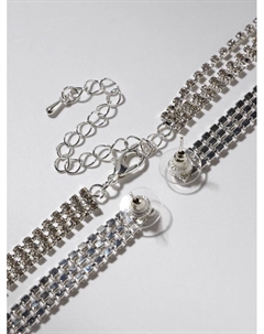 Набор 2 предмета: серьги, колье «Лёд» дорожка, цвет белый в серебре, 30 см Qf