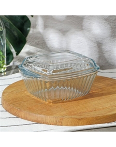 Форма для запекания из жаропрочного стекла Borcam, 1 л, 20,4×16 см, рифлёная, с крышкой Pasabahce