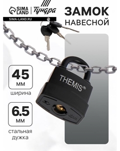 Замок навесной, 45 мм, медный цилиндр, влагозащищенный, короткая дужка, 3 ключа МИКС Tundra