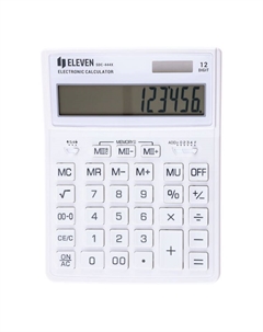 Калькулятор настольный Eleven SDC-444X-WH, 12 разрядов, двойное питание, 155×204×33 мм, белый