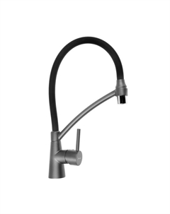 Смеситель для кухни Accoona A4890TF-2, однорычажный, силиконовый излив, черный, графит