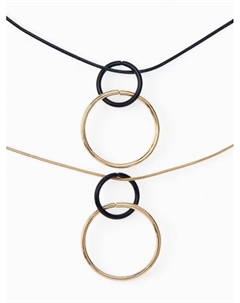 Кулон на цепочке «Цепь», меланхолия, сплетение круги и овалы, чёрный в золоте, 55 см Qf