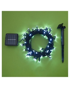Гирлянда «Нить», 10 м, уличная, IP44, 100 LED, 2 режима, солнечная батарея, тёмная нить, свечение белое Luazon lighting