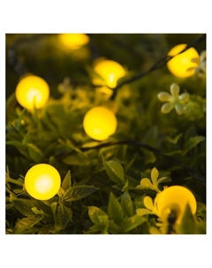 Гирлянда «Нить», 4.5 м, уличная, с насадками «Шарик», IP44, 30 LED, 2 режима, солнечная батарея, тёмная нить, свечение жёлтое Luazon lighting