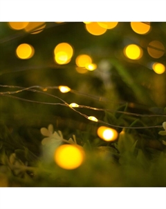 Гирлянда «Нить», 10 м, уличная, IP44, 100 LED, 2 режима, солнечная батарея, серебристая нить, свечение жёлтое Luazon lighting