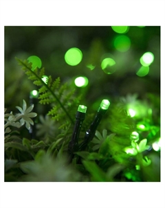 Гирлянда «Нить», 10 м, уличная, IP44, 100 LED, 2 режима, солнечная батарея, тёмная нить, свечение зелёное Luazon lighting