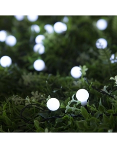 Гирлянда «Нить», 4.5 м, уличная, с насадками «Шарик», IP44, 30 LED, 2 режима, солнечная батарея, тёмная нить, свечение белое Luazon lighting