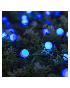 Гирлянда «Нить», 4.5 м, уличная, с насадками «Шарик», IP44, 30 LED, 2 режима, солнечная батарея, тёмная нить, свечение синие Luazon lighting