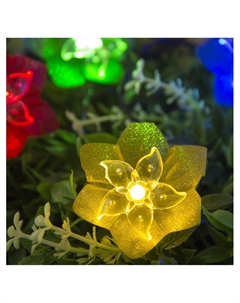 Гирлянда «Нить», 4.5 м, уличная, с насадками «Лилия», IP44, 30 LED, 2 режима, солнечная батарея, тёмная нить, свечение белое Luazon lighting