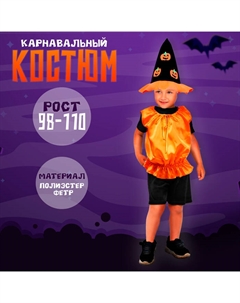 Карнавальный костюм «Тыква», жилет, шляпа чёрно-оранжевая, 98-110 см Страна карнавалия