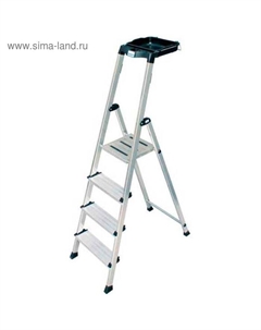 Стремянка MONTO SECURY, широкие ступени, оградительная дуга с полкой, 4 ступени Krause