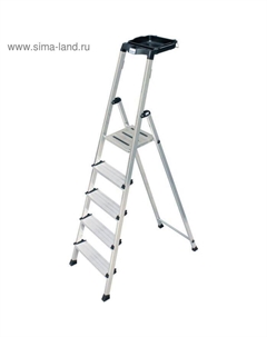 Стремянка MONTO SECURY, широкие ступени, оградительная дуга с полкой, 5 ступеней Krause