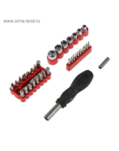 Отвертка с набором бит и головок, пластиковая рукоятка, 36 предметов Lom