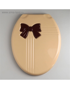 Сиденье для унитаза с крышкой «Комфорт Люкс», цвет бежевый/коричневый бантик Русспласт