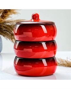 Набор для холодца «Красная», 900 мл, 16.5×23 см, керамика, красный Борисовская керамика