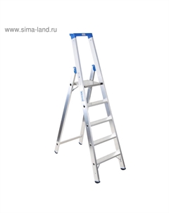 Стремянка STABILO, односторонняя, высокая оградительная дуга с полкой, 5 ступеней Krause