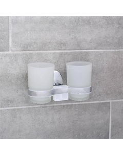 Держатель для зубных щёток настенный A11004, 2 стакана, стекло, хром Accoona