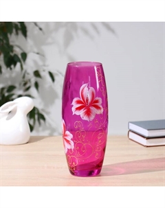 Ваза Flora «Золотой вьюн», 1.8 мл, d=7.5 см, 10×26 см, стекло, розовая Керамикс