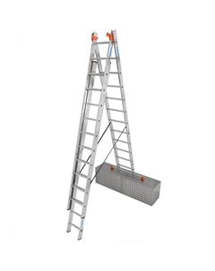 Лестница MONTO TRIBILO, алюминиевая, трехсекционная, 12 ступеней Krause