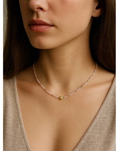 Чокер бисерный «Сердце», бусина №4, розовый в золоте, 35 см Qf