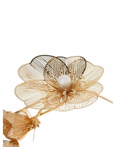 Набор 2 предмета: серьги, колье «Цветок» бусина и стразик, белый в золоте, d=14 см Qf