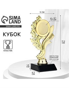 Кубок, наградная фигура, подставка пластик черная, 17.2×9×6.3 см Командор